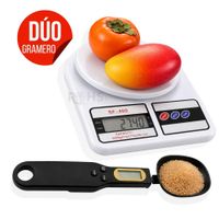 Dúo Balanza Digital De Cocina Y Cuchara Gramera Digital Negro Con Medición Precisa