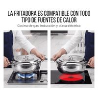 Olla Freidora Japonesa De Acero Inoxidable 3.4L Con Rejilla Escurridora Y Termómetro