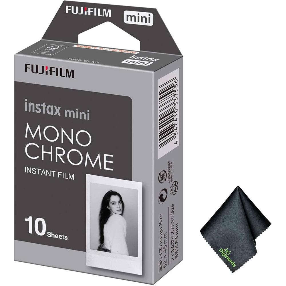 PELÍCULA INSTANTÁNEA FUJIFILM INSTAX MINI MONOCROMÁTICA + PAÑO DE LIMPIEZA - PACK 10 HOJAS