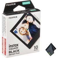 PELÍCULA INSTANTÁNEA FUJIFILM INSTAX SQUARE NEGRA + PAÑO DE LIMPIEZA - PACK 10 HOJAS