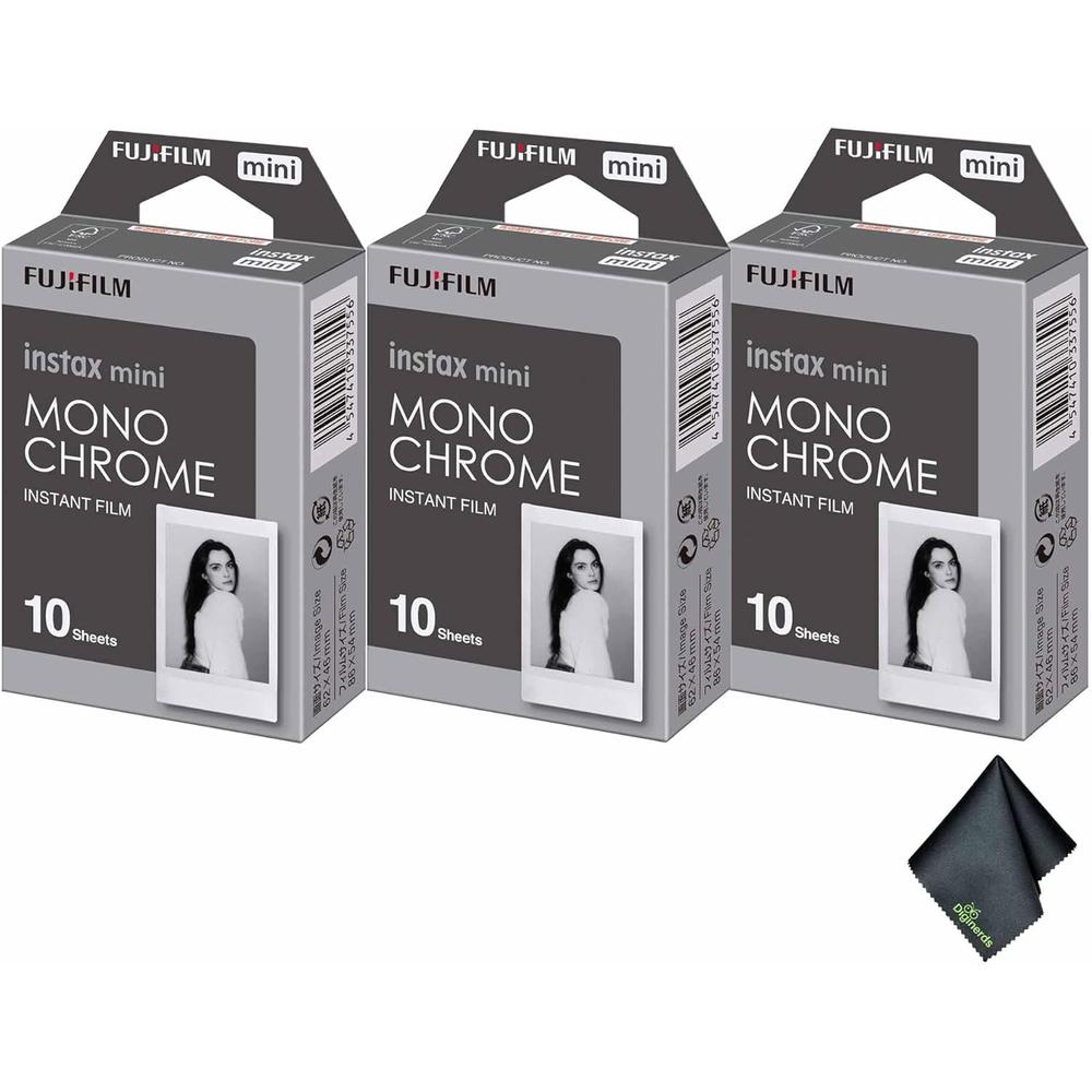PELÍCULA INSTANTÁNEA FUJIFILM INSTAX MINI MONOCROMÁTICA + PAÑO - SET 2 PZS