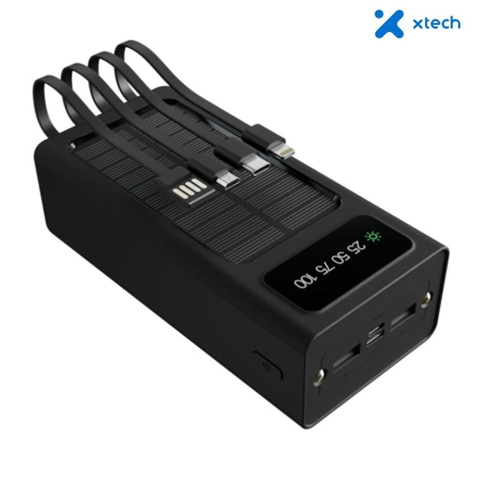 Power Bank Solar Xtech 20000mAh con Cables Integrados