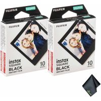 PELÍCULA INSTANTÁNEA FUJIFILM INSTAX SQUARE NEGRA + PAÑO DE LIMPIEZA - PACK 20 HOJAS