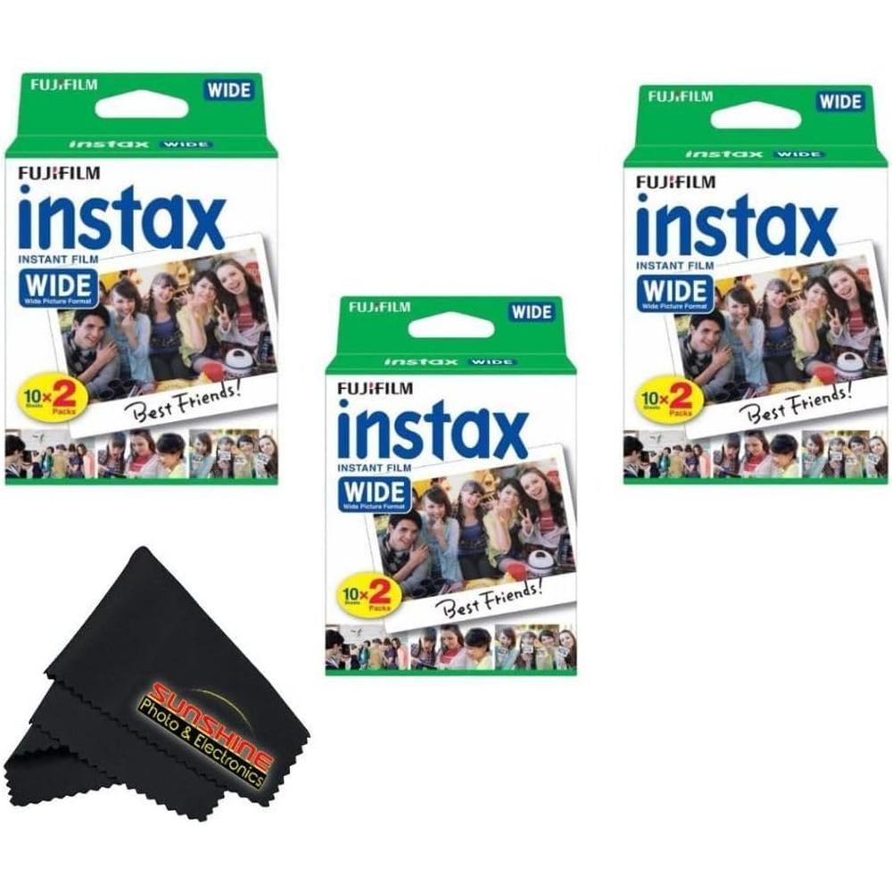 PELÍCULA INSTANTÁNEA FUJIFILM INSTAX WIDE + PAÑO MICROFIBRA SUNSHINE- PACK 60 HOJAS