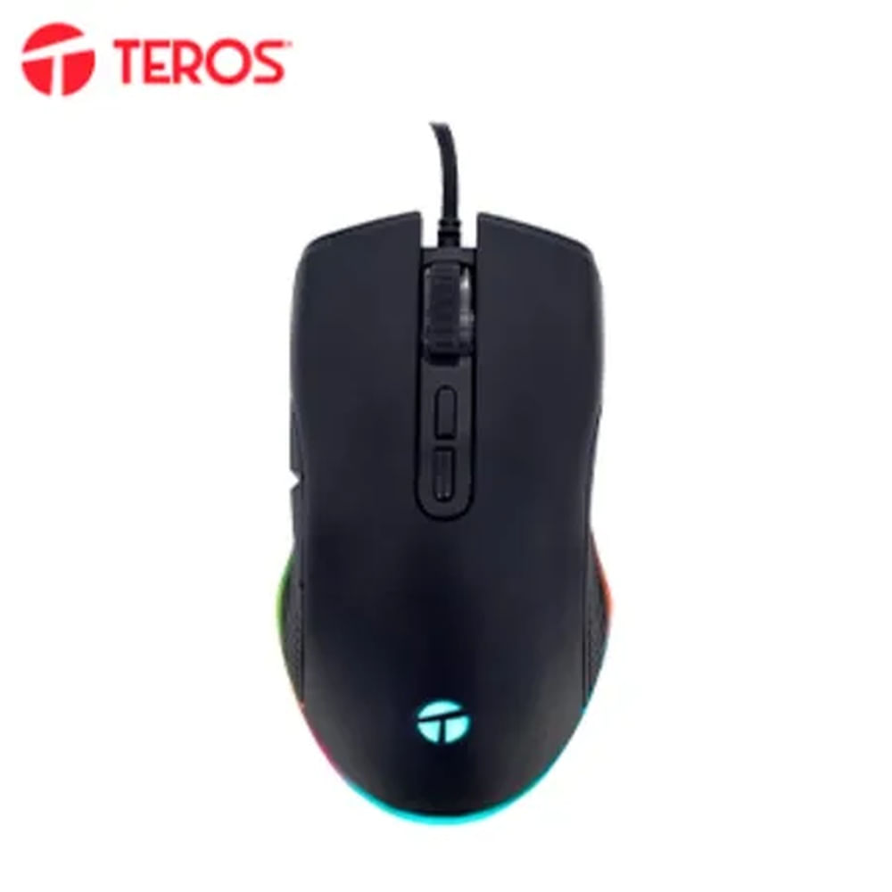Mouse Gamer Teros TE-1233G RGB USB Negro, hasta 7200 DPI, 7 botones