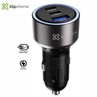 Cargador Para Auto Klip Xtreme 60W 2 Puertos USB-C y 1 USB-A