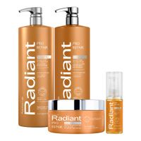 Radiant Argan Pro Repair Shampoo Acondicionador Mascarilla Sérum 1 Lt