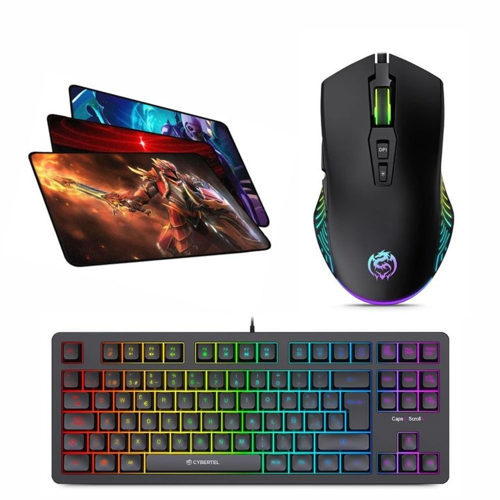 Kit Gamer Cybertel 3 en 1 Teclado + Mouse + Pad Mouse