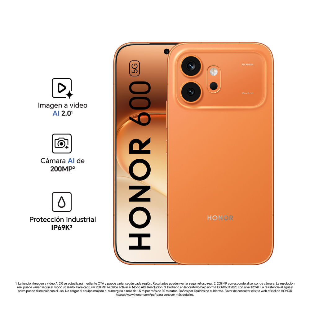 Celular HONOR 600 8GB 512GB VKJ-NX9 Naranja