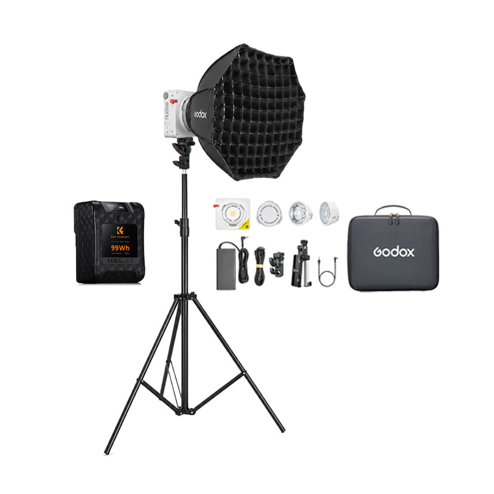 Luz Continua Godox ML100R Kit 2 - Parante - Softbox AD-S60S - Bateria PD65W