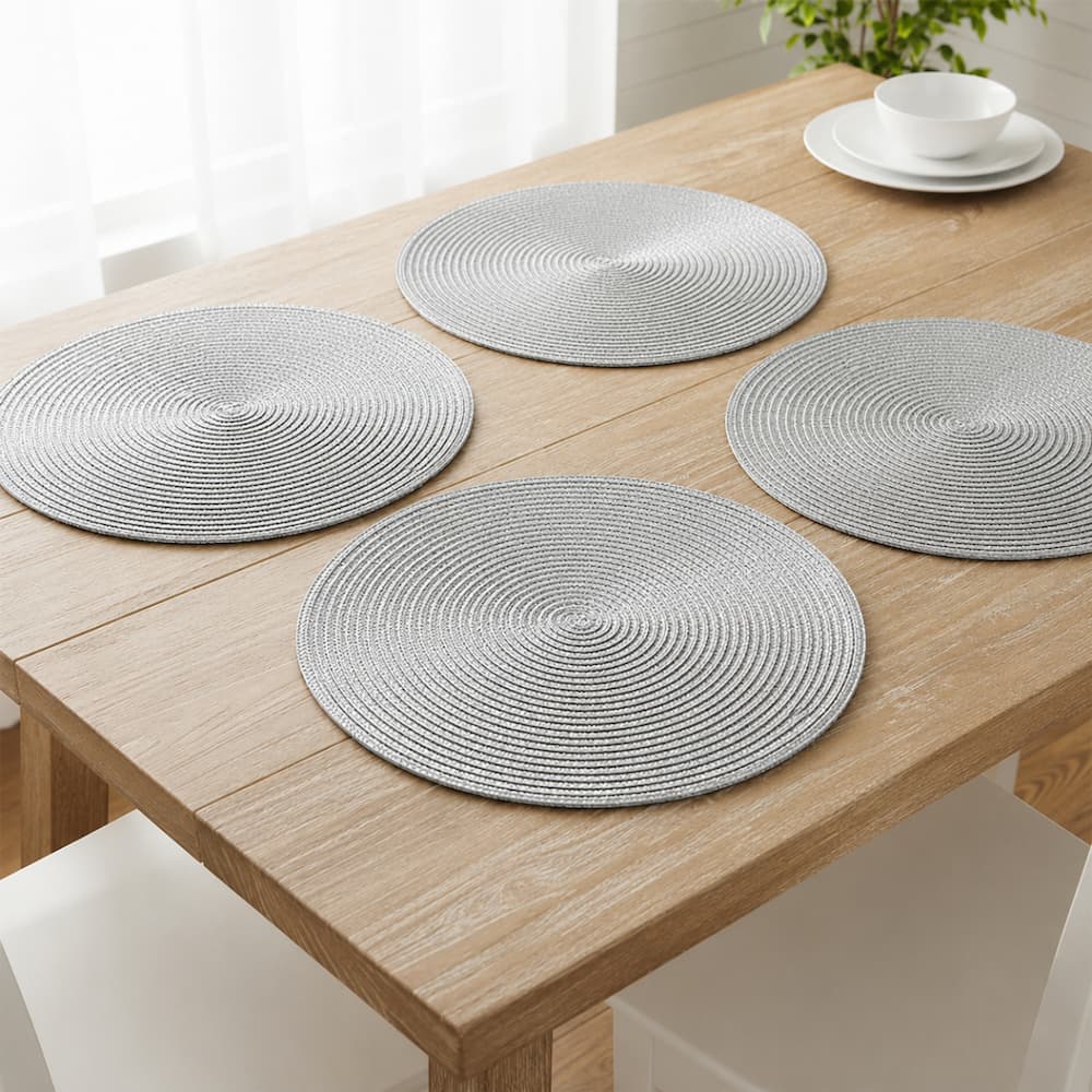 Individuales De Mesa Plateados Set X6 Plástico 38 cm