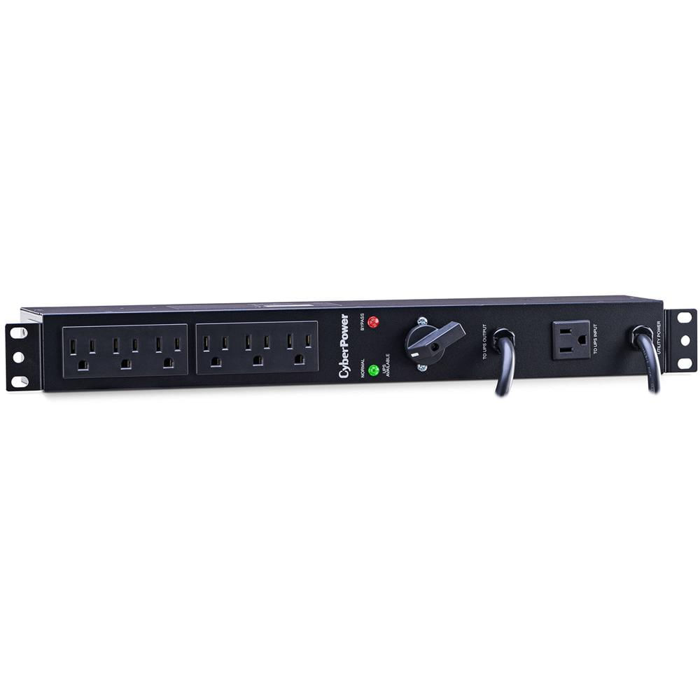 CyberPower MBP15A6 PDU de Mantenimiento Bypass 1 RU con 6 Salidas NEMA 5-15R y Entrada NEM