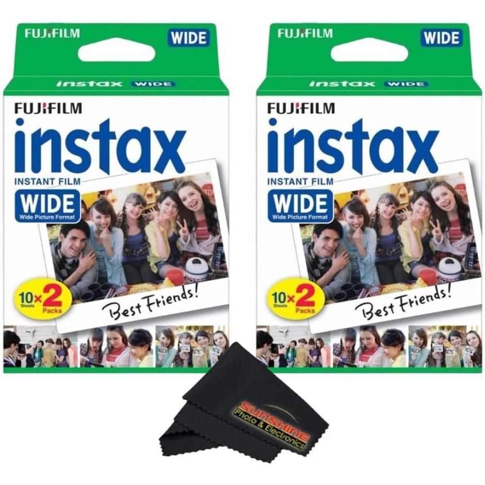 PELÍCULA INSTANTÁNEA FUJIFILM INSTAX WIDE + PAÑO DE MICROFIBRA - PACK 40 HOJAS