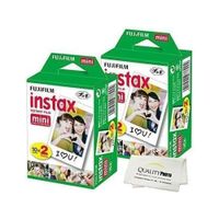 PELÍCULA INSTANTÁNEA FUJIFILM INSTAX MINI + PAÑO MICROFIBRA - PACK 40 HOJAS | BLANCO