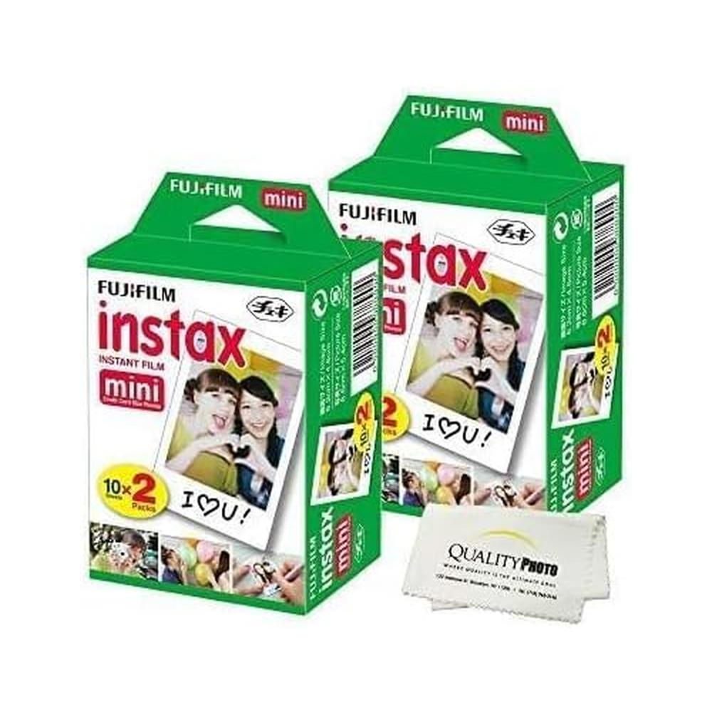 PELÍCULA INSTANTÁNEA FUJIFILM INSTAX MINI + PAÑO MICROFIBRA - PACK 40 HOJAS | BLANCO