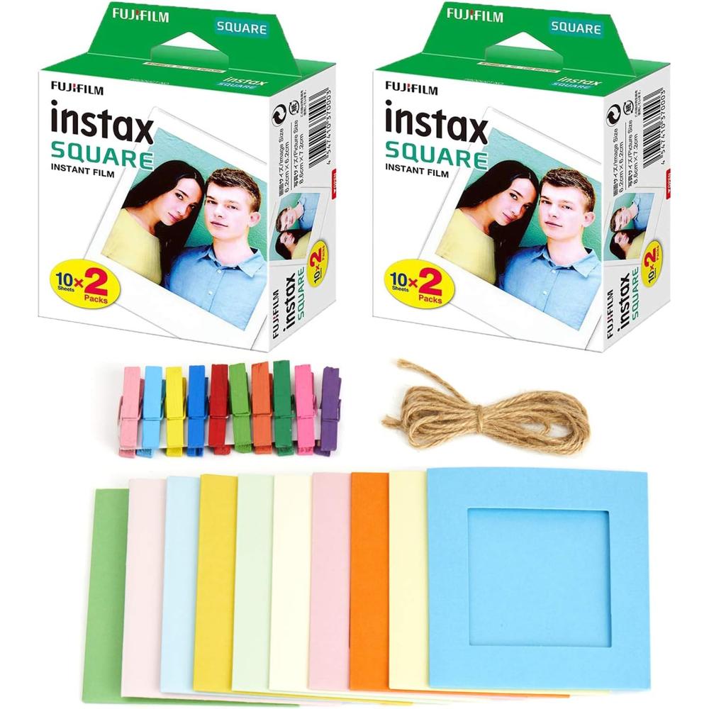 PELÍCULA INSTANTÁNEA FUJIFILM INSTAX SQUARE + MARCOS COLGANTES - PACK 40 HOJAS