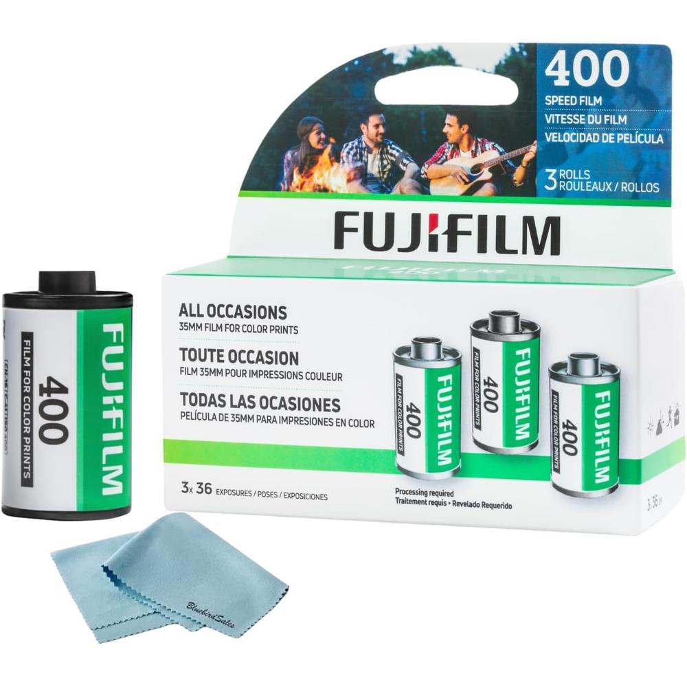 PELÍCULA FOTOGRÁFICA FUJIFILM 400 35MM + PAÑO DE LIMPIEZA - PACK 3 PZS
