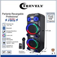 Parlante dual 15 TREVELY WT-1540 900W + Karaoke