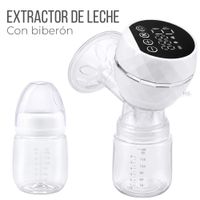 Extractor De Leche Eléctrico Recargable Color Blanco Con Pantalla LED Y Biberón