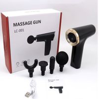 Pistola Masajeadora Massage Gun LC 001 con 4 Cabezales Recargable