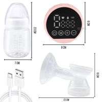 Extractor De Leche Color Rosado Eléctrico Recargable Con Pantalla LED Y Biberón