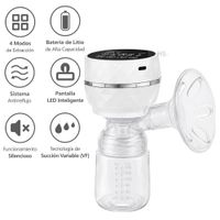 Extractor De Leche Color Blanco  Eléctrico Recargable Con Pantalla LED Y Biberón