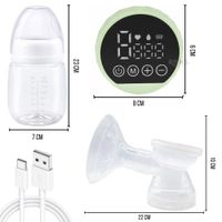 Extractor De Leche Eléctrico Recargable Color Verde Con Pantalla LED Y Biberón