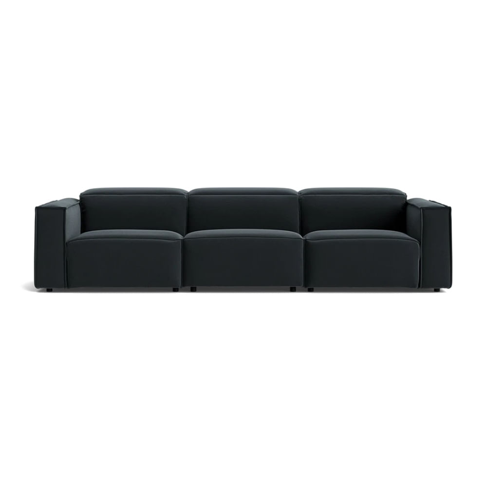 Sofá de 3 Cuerpos Bob Negro Fabiani Home