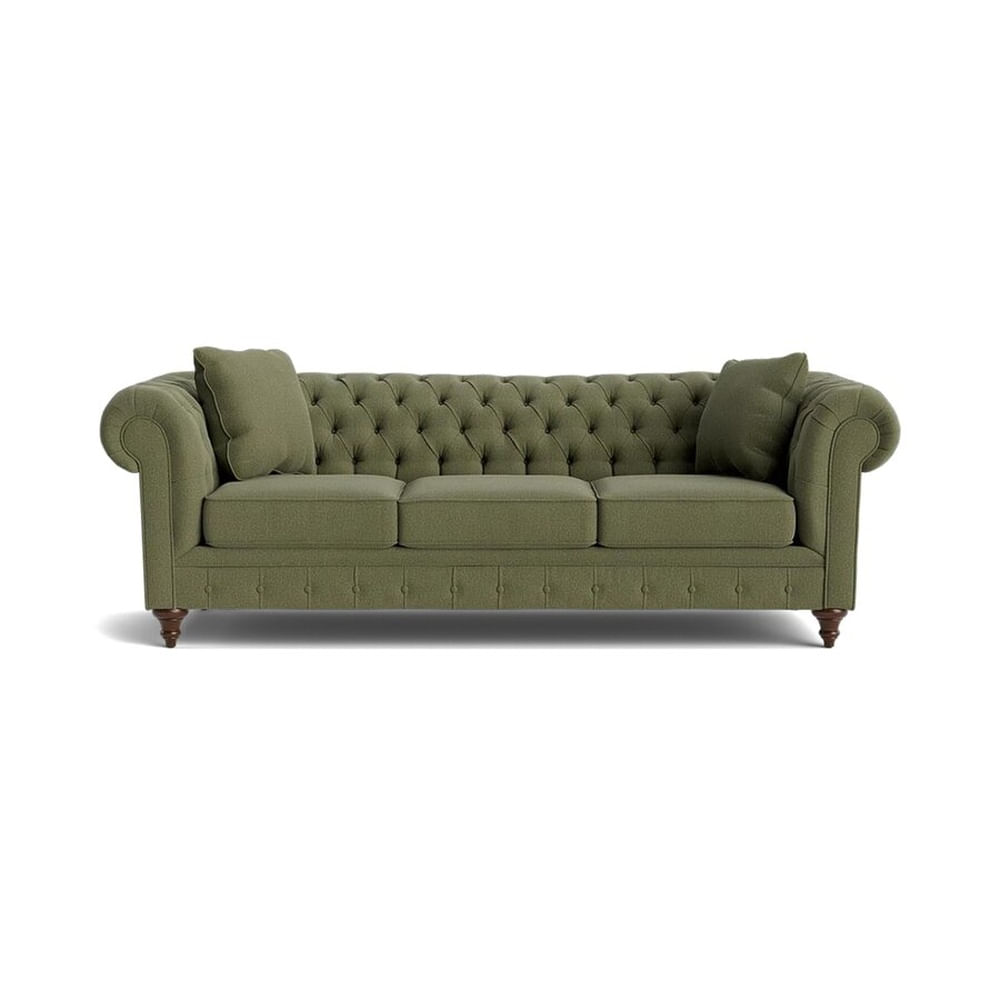 Sofá de 3 Cuerpos Chester Verde Oliva Fabiani Home
