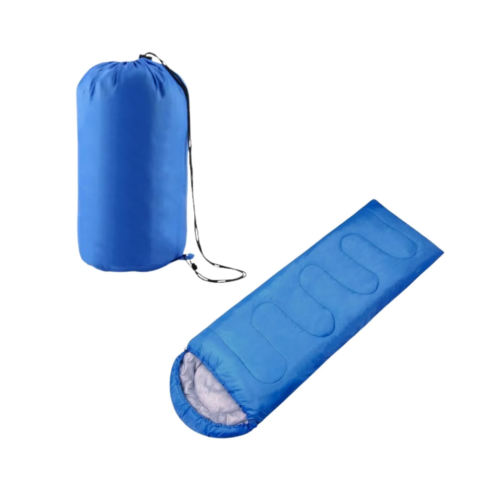 Bolsa de Dormir  200 x 70 cm con Capucha y Cremallera Lateral Ligero Azulino
