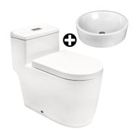 COMBO Trebol: Inodoro One Piece Advance Pro Blanco + Ovalin Circular Priano 37cm Blanco