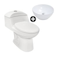 COMBO Trebol: Inodoro One Piece Balanz Pro Blanco + Ovalin Circular Saona Blanco
