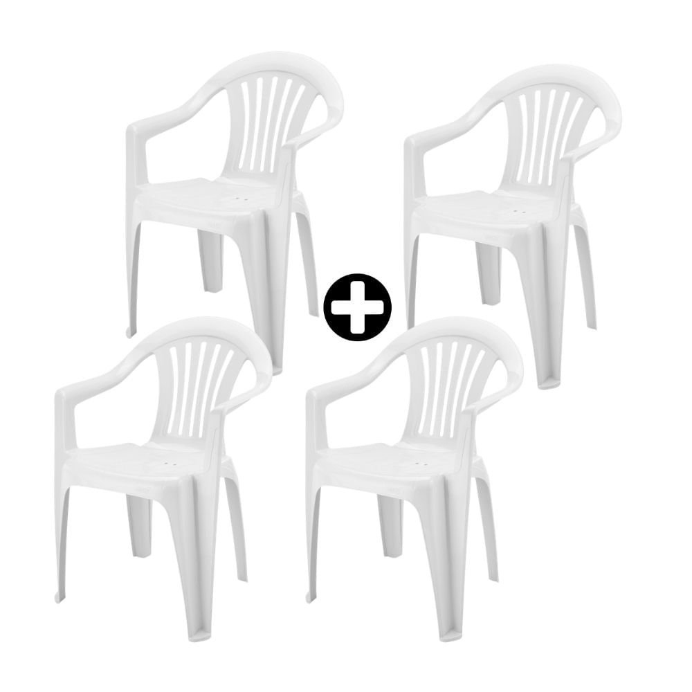 COMBO Reyplast: 4 Sillas de Plástico Madrid Blanco