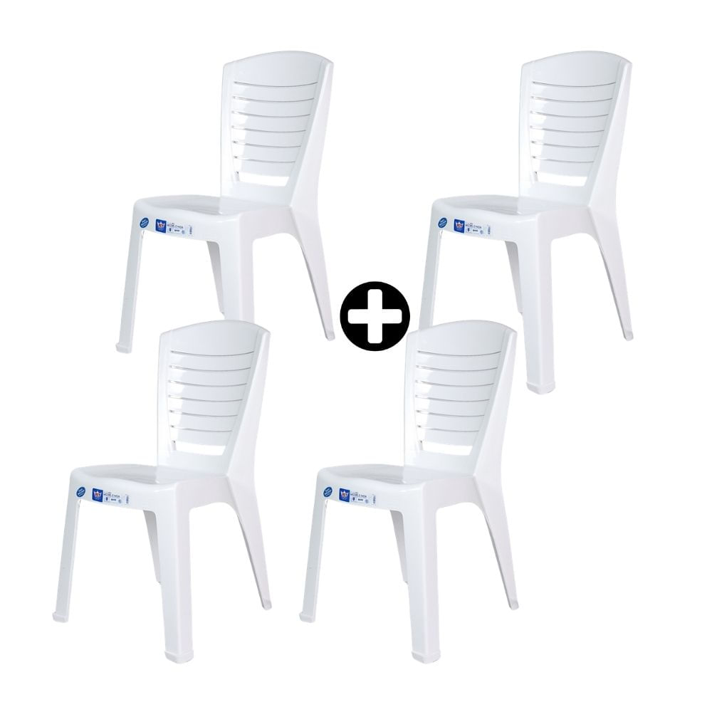 COMBO Reyplast: 4 Sillas de Plástico Zen Modelo Noa - Color Aleatorio