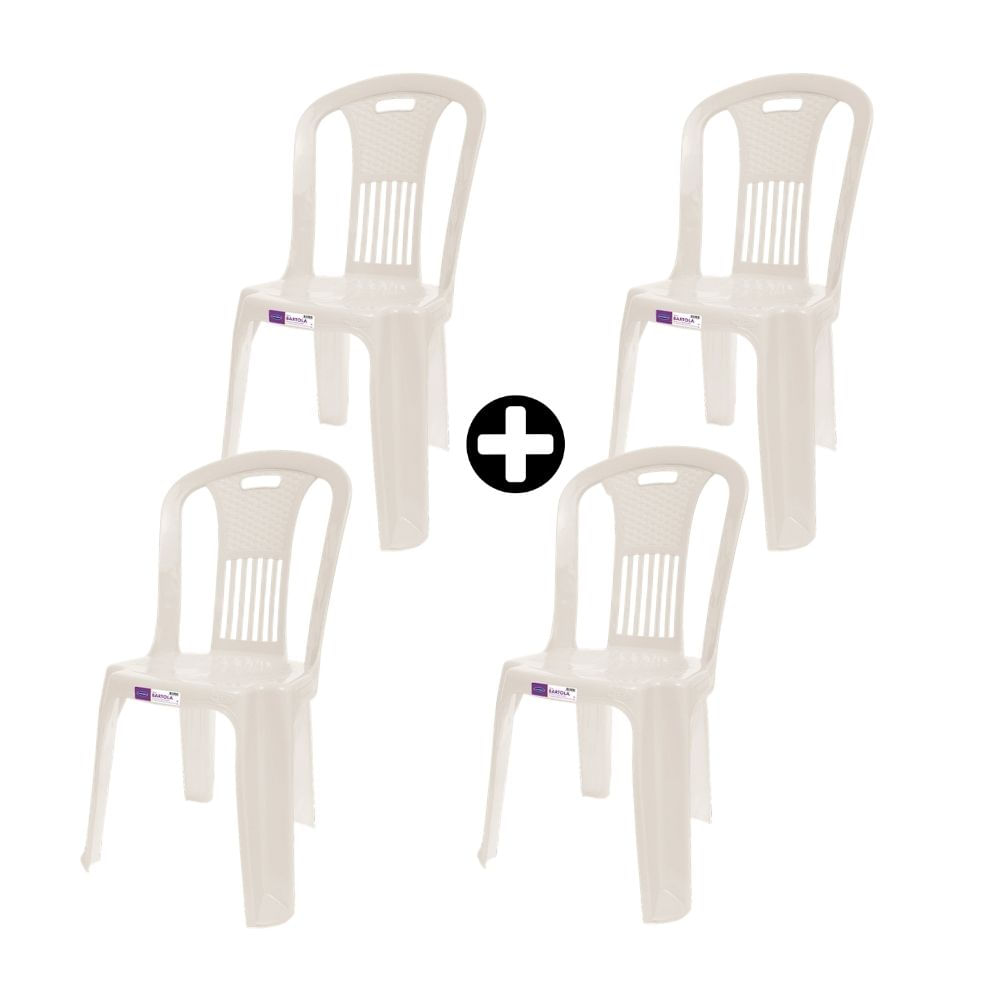 COMBO Prolimso: 4 Sillas de Plástico Bartola Blanco
