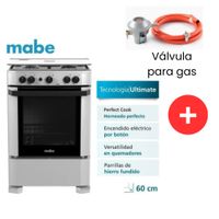 Cocina de Pie a Gas Mabe 4 Hornillas 60 cm CMP6010FG1 Silver cn Válvula de Gas