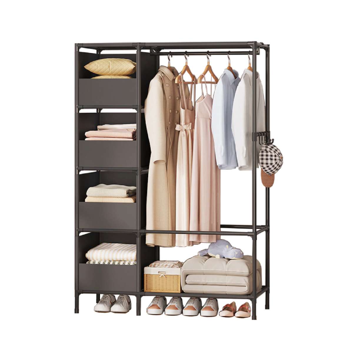 Perchero Colgador Organizador Estante Ropa F47 Negro