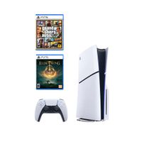Consola Playstation 5 Slim Lectora de Discos + GTA V + Elden Ring
