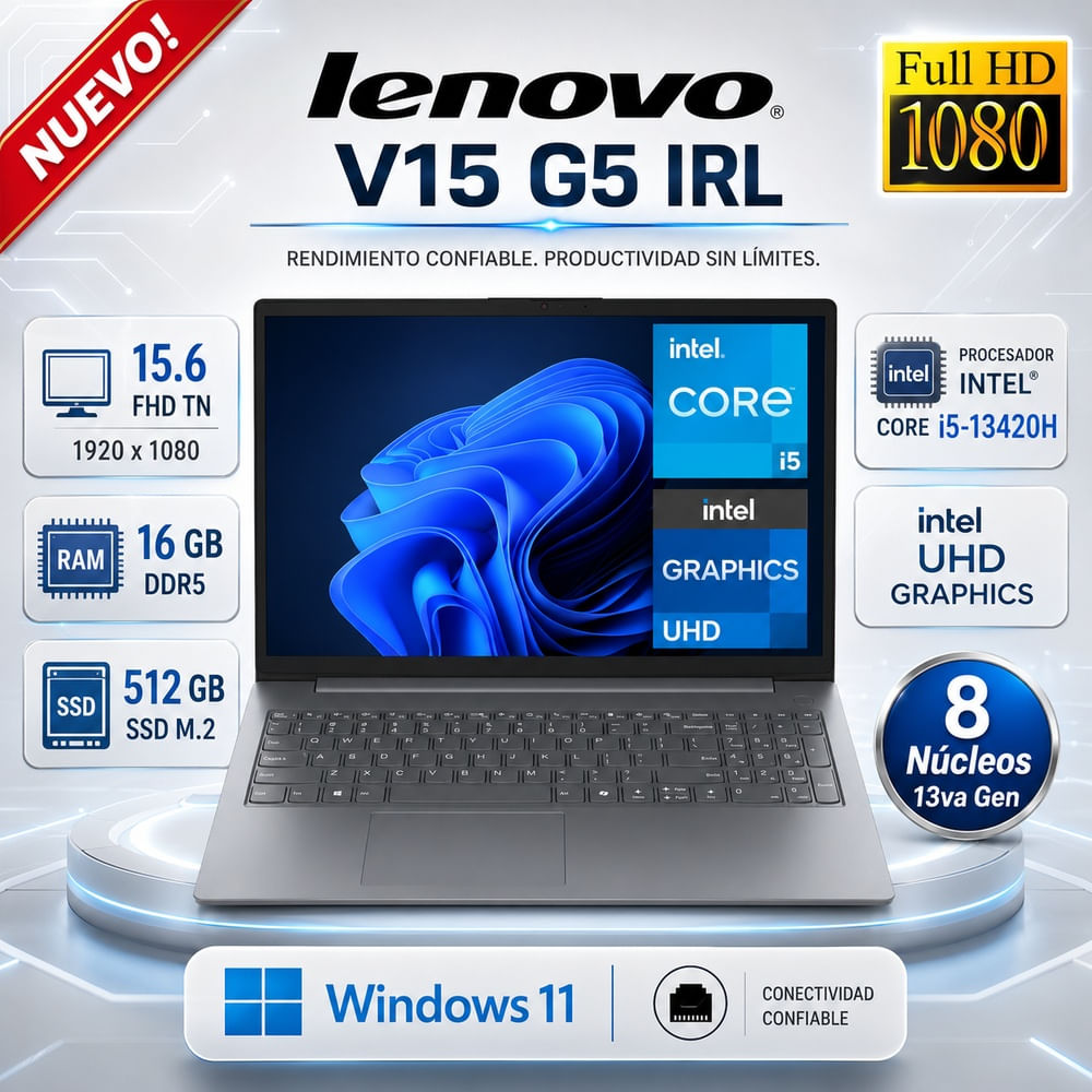 Laptop Lenovo V15 G5 IRL 15.6 FHD Core i5-13420H 16GB DDR5 512GB SSD Intel UHD Win 11 83GW005JLD