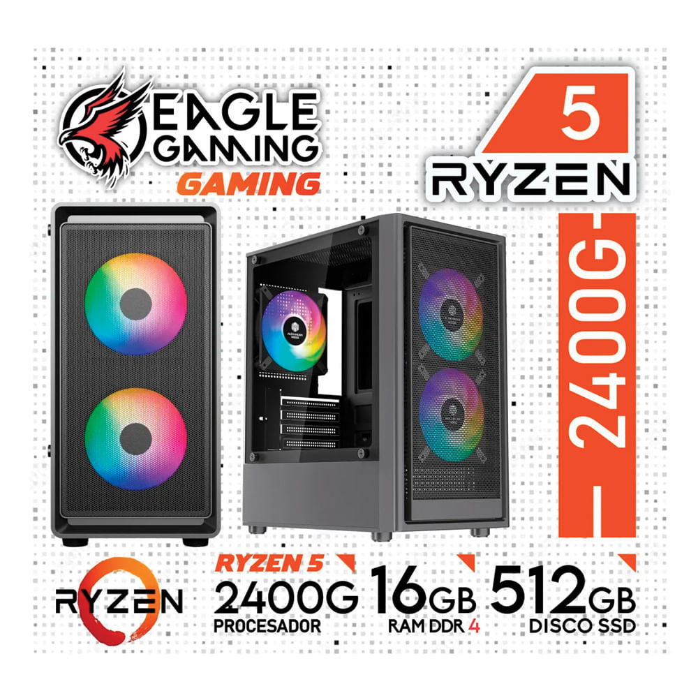 COMPUTADORA PC RYZEN 5 2400G RAM 16GB - SSD 512GB