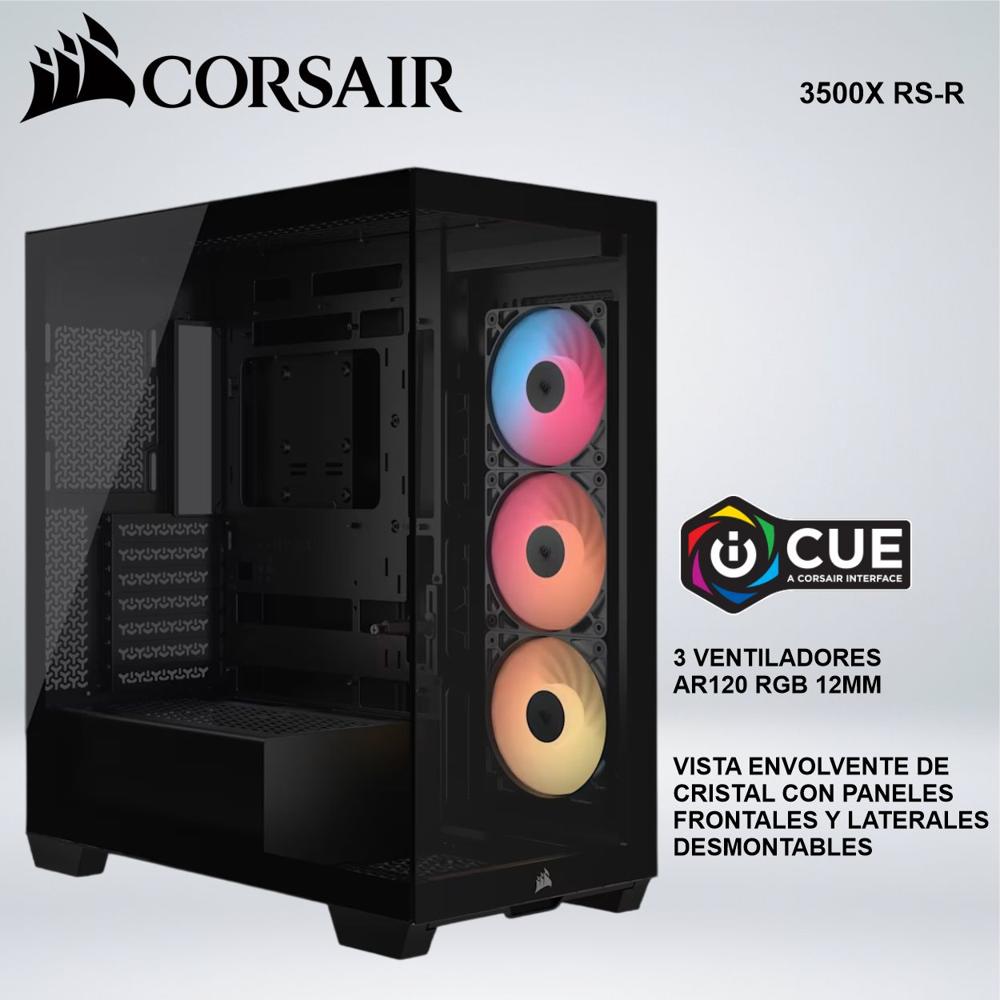 CASE CORSAIR 3500X RS-R VENTILADORES AR120 RGB PANELES FRONTALES DE CRISTAL