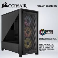 CASE CORSAIR MID TOWER FRAME 4000D RS NEGRO VENTILADORES ARGB PANEL ACERO Y VIDRIO TEMPLADO