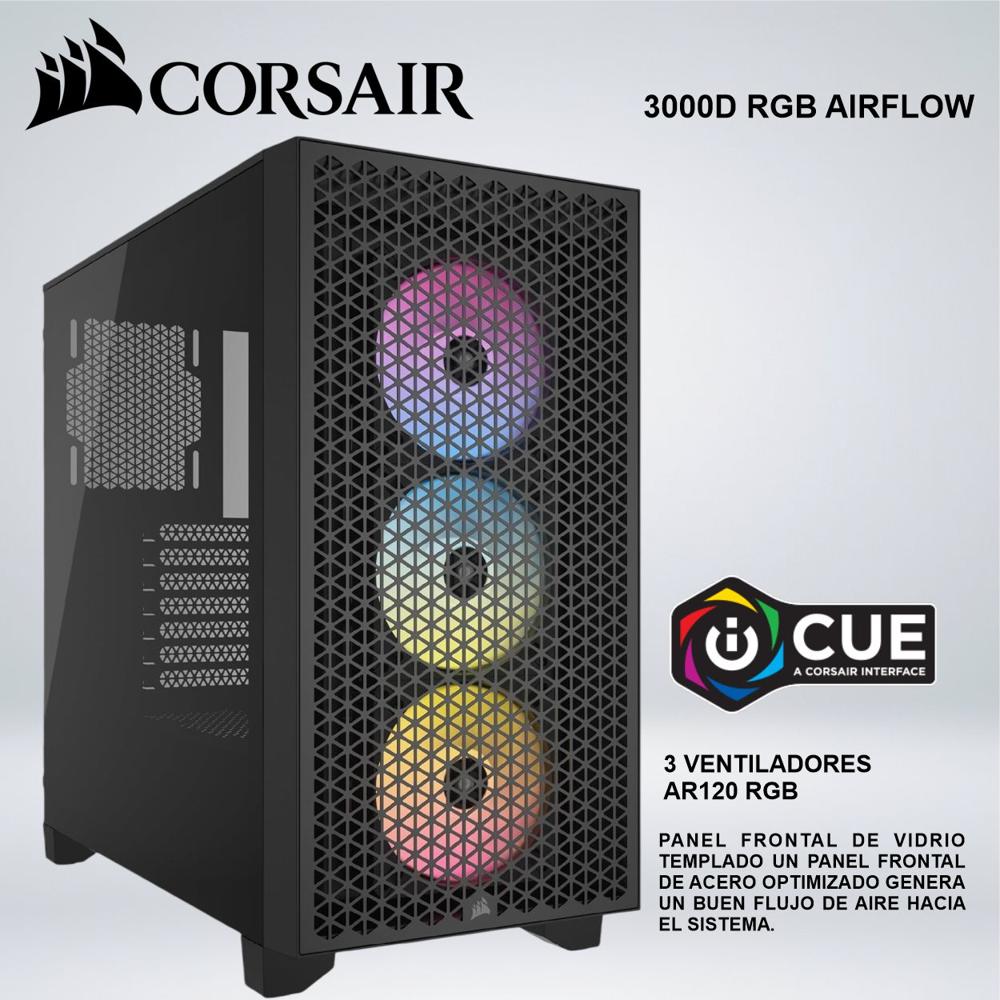 CASE CORSAIR 3000D RGB AIRFLOW VENTILADORES AR120 RGB NEGRO