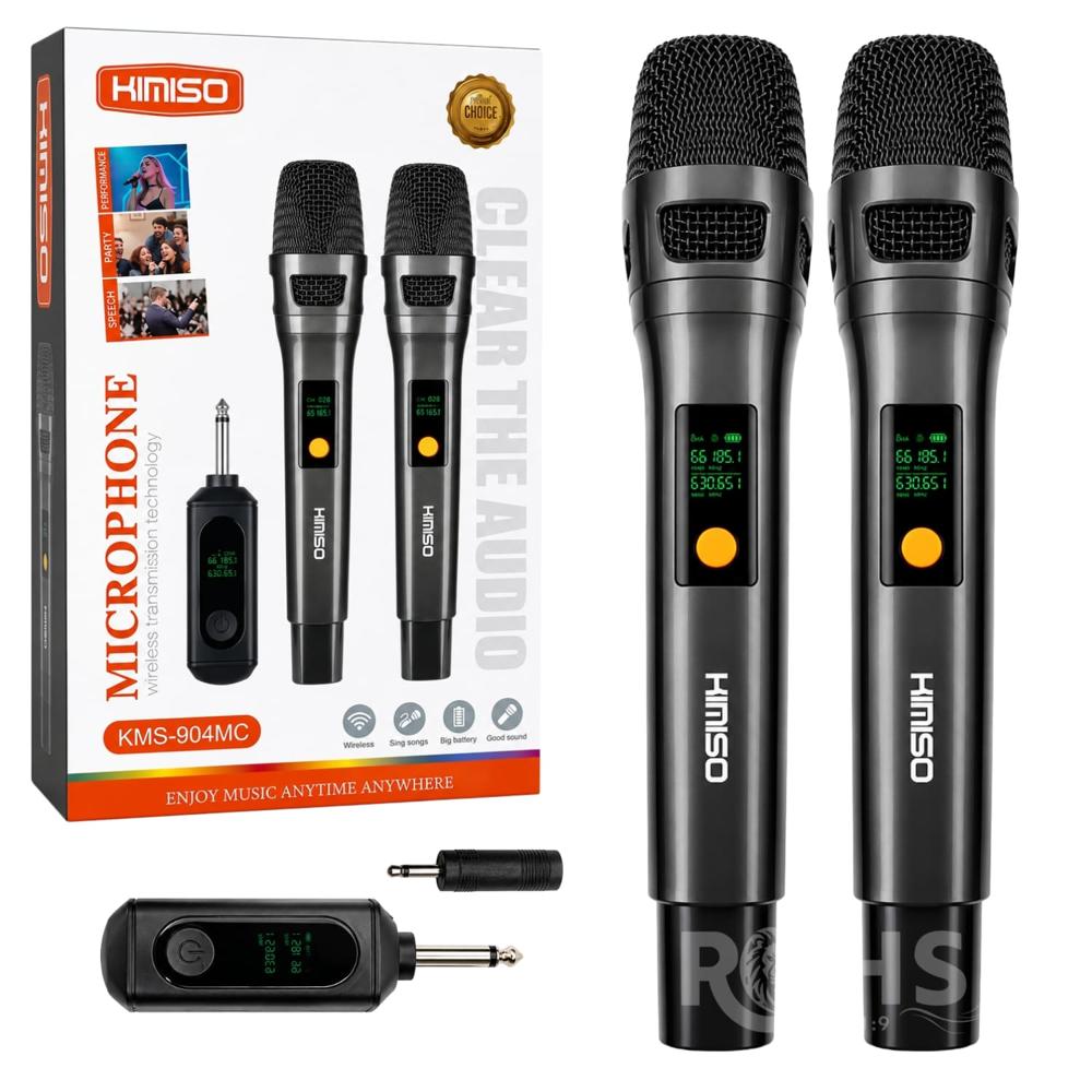 Micrófono Inalámbrico Kimiso MC Recargable Con 2 Micrófonos Pantalla Digital Y Receptor USB