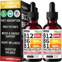 Vitamina B12 Nusava Paquete de 2 gotas líquidas de vitamina B12 y B6 Vitamina B 12 de 5000 mcg