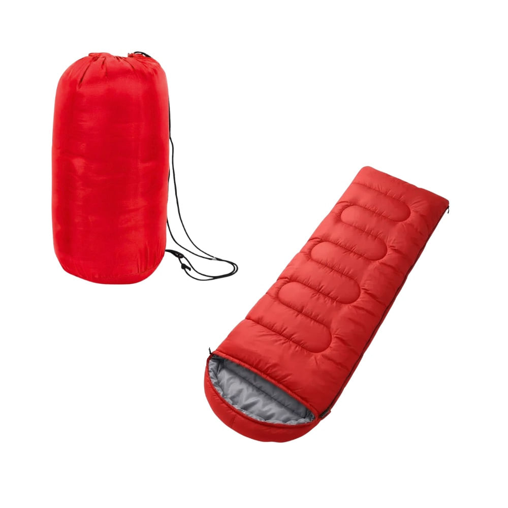 Bolsa de Dormir  200 x 70 cm con Capucha y Cremallera Lateral Ligero Rojo
