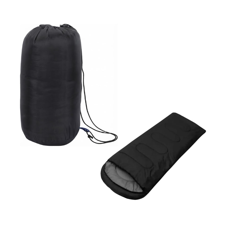 Bolsa de Dormir  200 x 70 cm con Capucha y Cremallera Lateral Ligero Negro