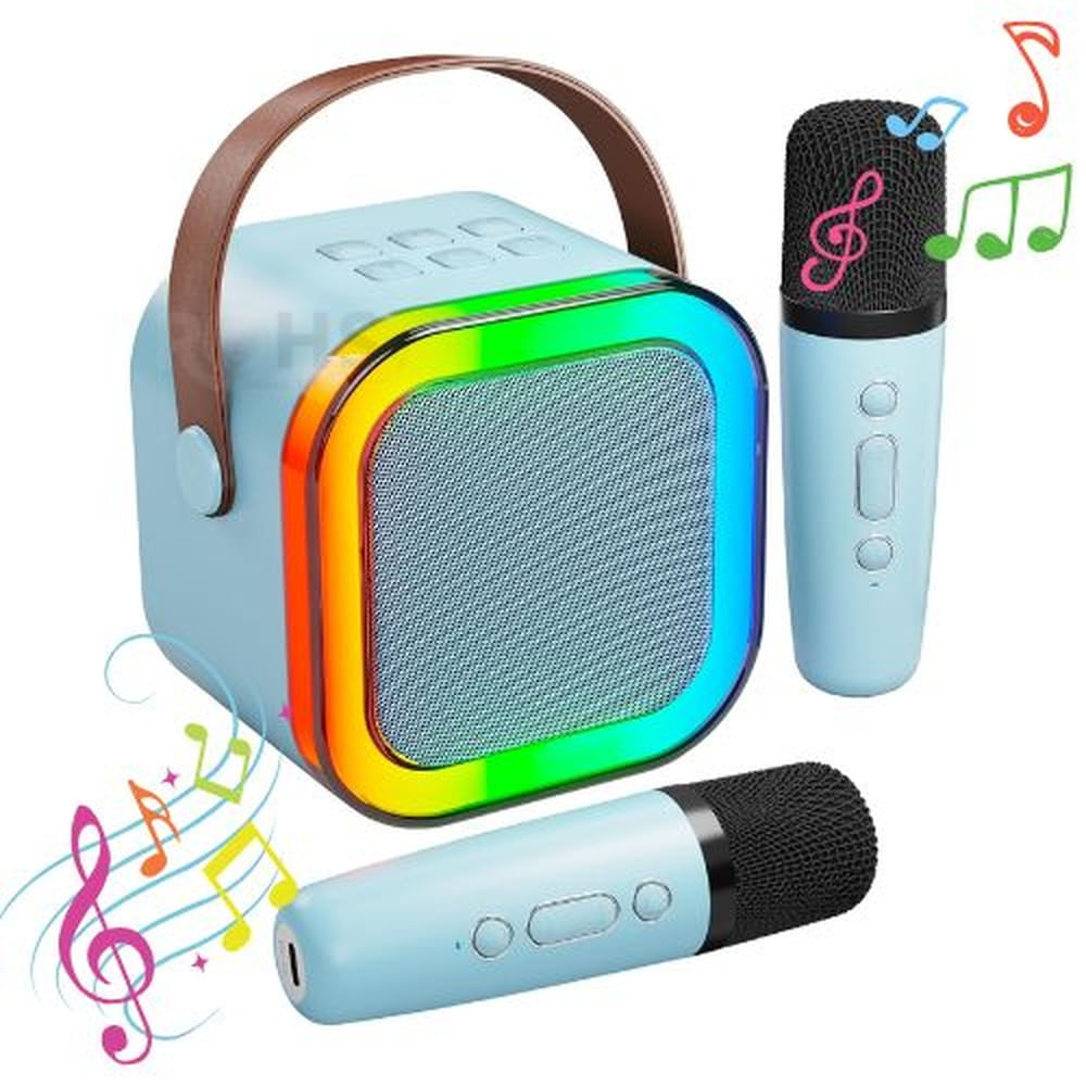 Micrófono Karaoke Con Parlante Color Celeste Ideal Para los Peques