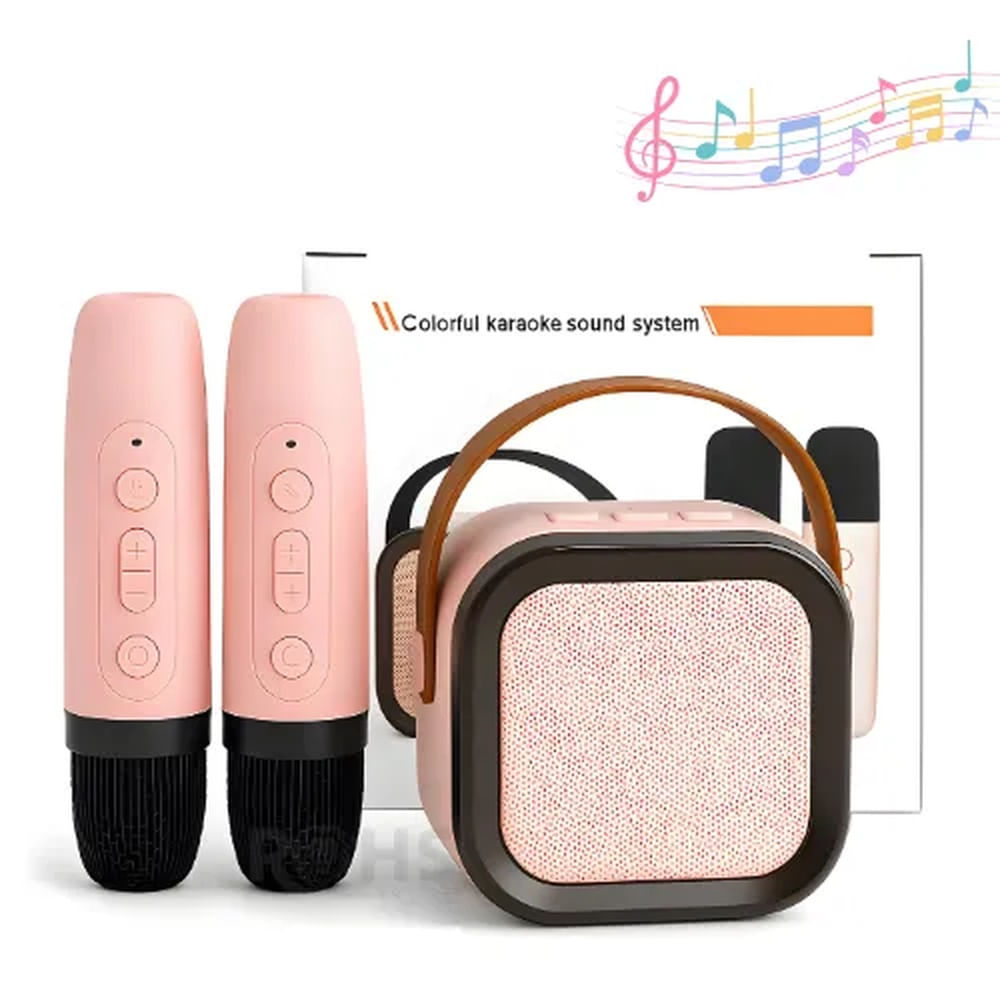 Micrófono Karaoke Con Parlante Rosado Ideal Para Diversión De Los Peques