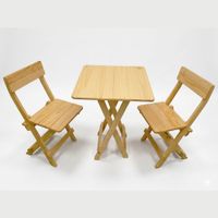 Juego de Mesa Plegable Cuadrada con 2 Sillas Pino Natural